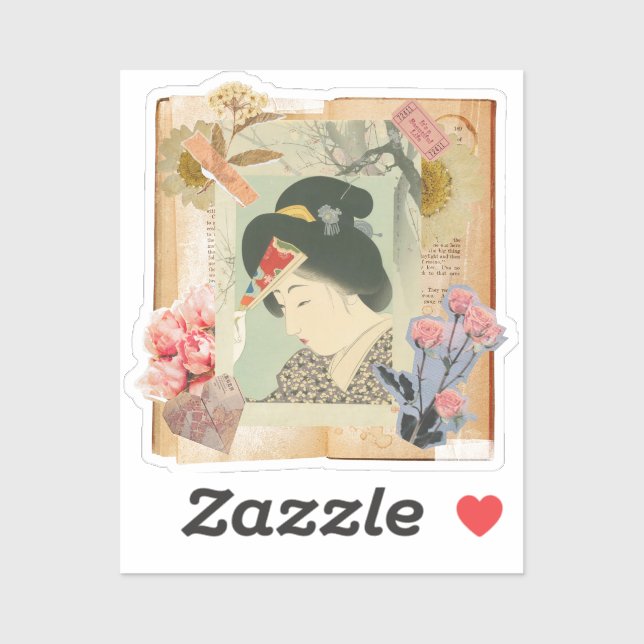 Meiji Era Beauty: Ukiyo-e – Traditional Japanese  Aufkleber (Blatt)