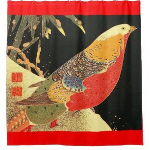 Meiji-Vogeldruck Duschvorhang