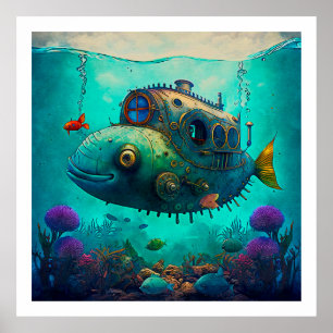 Meilen unter dem Meer Art Illustration Poster 2