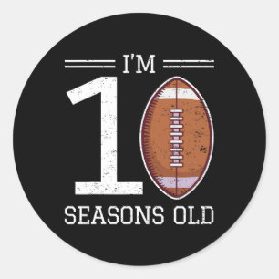 Meilenstein 10. Geburtstag American Football Junge Runder Aufkleber