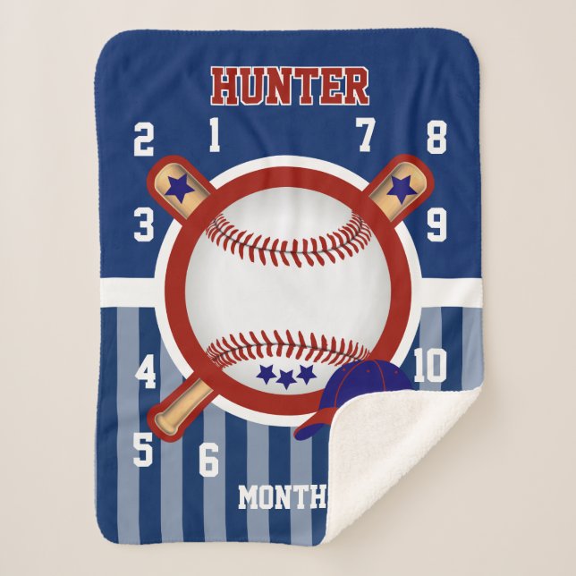 Meilenstein Baby Blanket - ⚾ Baseball Sport Sherpadecke (Vorderseite)