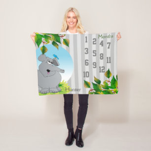 Meilenstein Baby Blanket - Elefant Fleecedecke