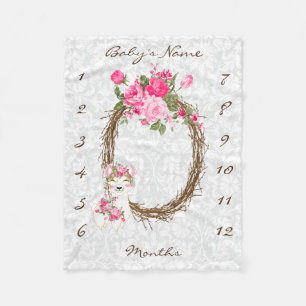 Meilenstein Baby Blanket - Llama - Pink Fleecedecke