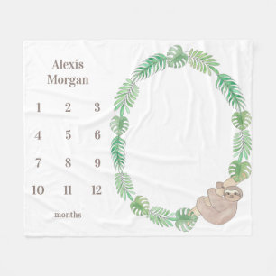 Meilenstein Baby Blanket Niedliches Sloth Gender N Fleecedecke