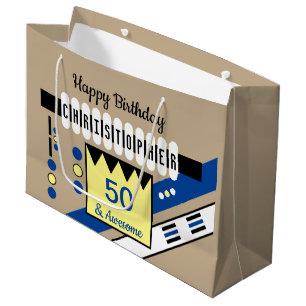 Meilenstein besondere Geburtsname blau gelb Große Geschenktüte