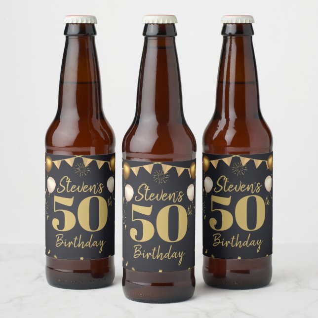 Meilenstein Birthday Gold Black Bettle Label Bierflaschenetikett (Flaschen)
