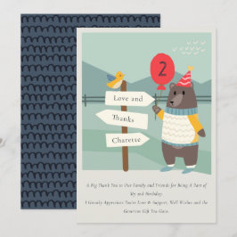 Meilenstein des niedlichen Vogelbären jedes Lebens Dankeskarte