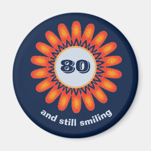Meilenstein Geburtstag 80. Orange Blume Feier Magnet