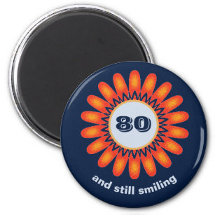 Meilenstein Geburtstag 80. Orange Blume Feier Magnet