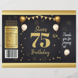 Meilenstein-Geburtstag Gold Schwarze Chip-Tüten-Ve Flyer