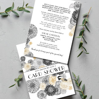 Meilenstein Geburtstag Schwarz-Gold-Card-Dusche Einladung