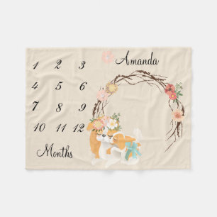 Meilenstein Pink Mama Doppy Puppy Baby Keepake Fleecedecke