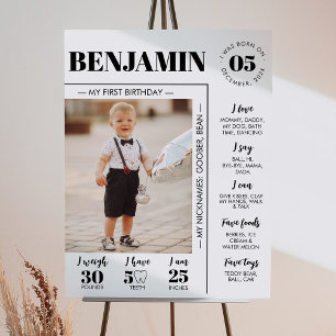 Meilenstein-Zeichen des modernen ersten Fotos Poster