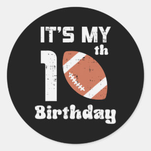 Mein 10. Geburtstag American Football 10 Jahre alt Runder Aufkleber