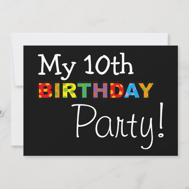 Mein 10. Geburtstags-Party Einladung (Vorderseite)