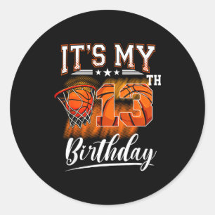 Mein 13. Geburtstag Basketball Thema 13 Jahre alt Runder Aufkleber