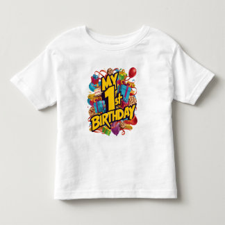 Mein 1. Geburtstag Cookies Cake und Balloons Kleinkind T-shirt