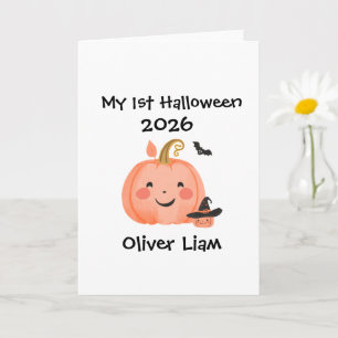 Mein 1. Halloween 2026 Lächelnder Kürbis Hexen Nam Karte