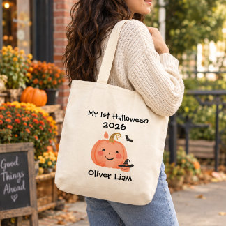Mein 1. Halloween 2026 Lächelnder Kürbis Hexen Nam Tragetasche