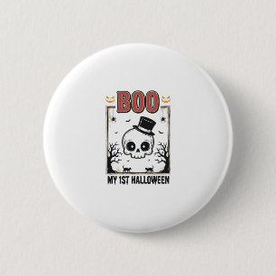 Mein 1. Halloween-Baby-Totenkopf-Vintage-Gravur-Sh Button