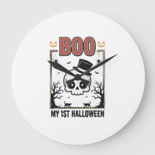 Mein 1. Halloween-Baby-Totenkopf-Vintage-Gravur-Sh Große Wanduhr