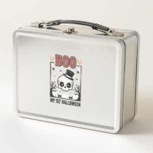 Mein 1. Halloween-Baby-Totenkopf-Vintage-Gravur-Sh Metall Brotdose
