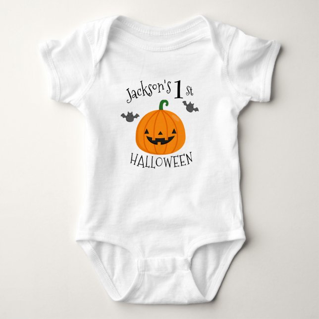 Mein 1. Halloween Pumpkin Personalisiert Baby Strampler (Vorderseite)