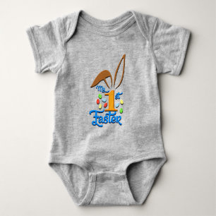 Mein 1. Oster Baby Boy Gray Bodysuit - Oster Strampler