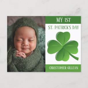 Mein 1. St Patrick's Day Baby Foto Kleeblatts Holi Feiertagspostkarte