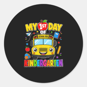 Mein 1. Tag im Kindergarten Schulbus Kinder  Runder Aufkleber
