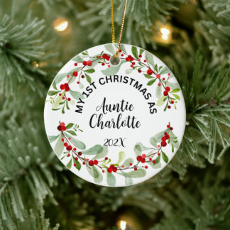 Mein 1. Weihnachten als Tante, Foto, Personalisier Keramik Ornament