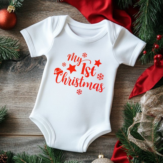 Mein 1. Weihnachts-Modern-Script Winterschneeflock Baby Strampler (Von Creator hochgeladen)