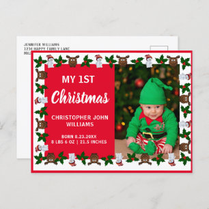 Mein 1. Weihnachtsfest im New Baby Foto Urlaub Einladungspostkarte