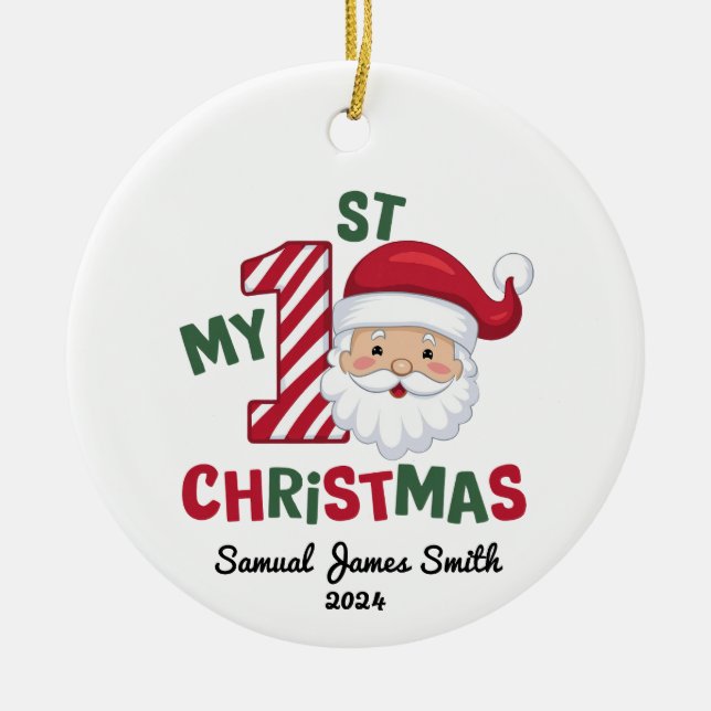 Mein 1. Weihnachtsfest Kariert - Custom Keramik Ornament (Vorne)