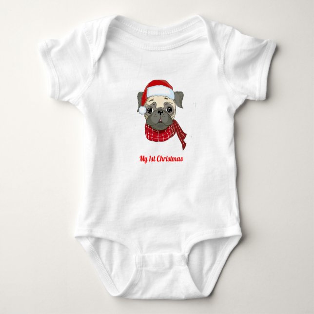 Mein 1. Weihnachtsfest Mops Baby Strampler