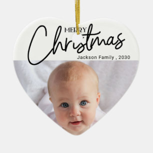 Mein 1. Weihnachtsfest Schriftfoto Schneeflocken H Keramik Ornament