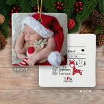 Mein 1. Weihnachtsjunge Baby Geburtsstat Foto Keramikornament<br><div class="desc">Das erste Weihnachtsfest eines neuen Babys zu begrüßen,  ist eine der freudigen Anlässe des Lebens. Sie können gelassen,  dass es mit diesen niedlichen Foto Neugeborenen-Geburtsstaturen passiert. Einfach Babyinformationen auf der Rückseite einfügen und den besten Geschenkartikel aller Zeiten anbieten.</div>