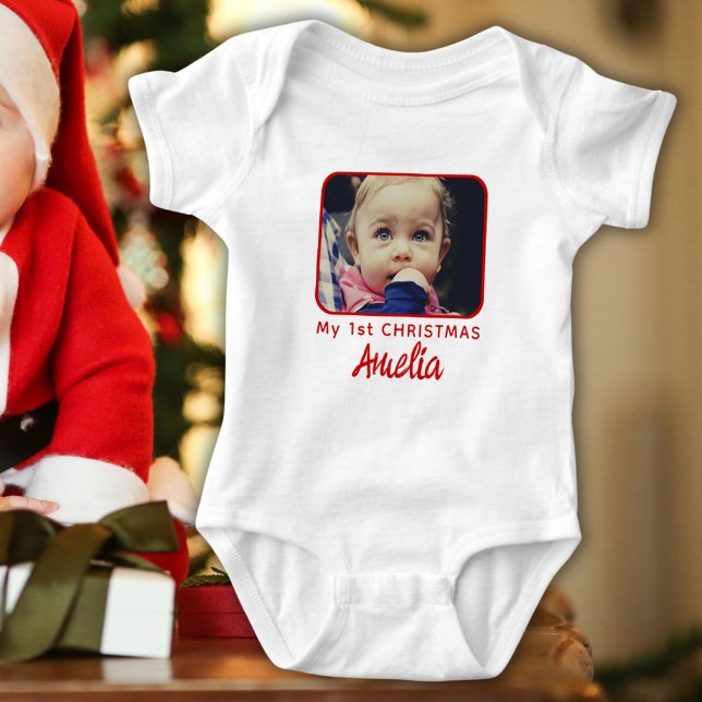 Mein 1. Weihnachtsjunges erstes Foto Baby Strampler (Von Creator hochgeladen)