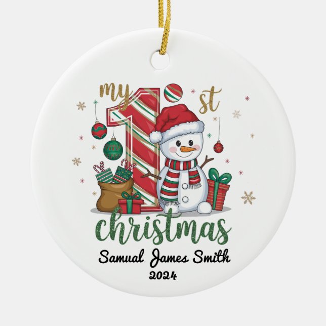 Mein 1. Weihnachtsschneemann - Custom Keramik Ornament (Vorne)