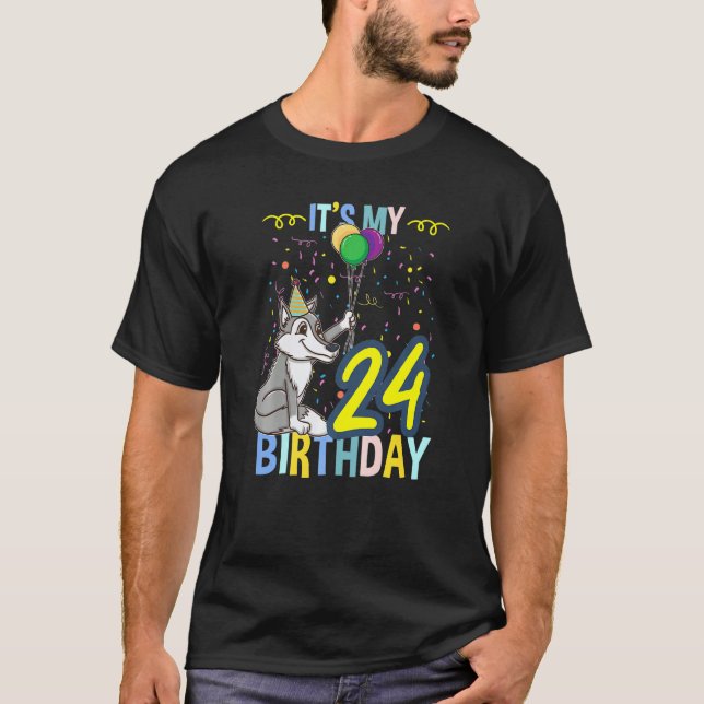 Mein 24. Geburtstag Wolf T-Shirt (Vorderseite)