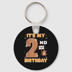 Mein 2. Geburtstag Groundhog Day 2 Jahre altes Mäd Schlüsselanhänger