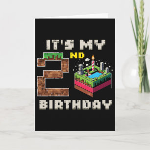 Mein 2. Geburtstag Pixel-Spiel 2 Kuchen Gamer Jung Karte