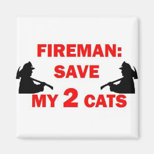 Mein 2 Katzen Feuerwehrmann gerettet Magnet