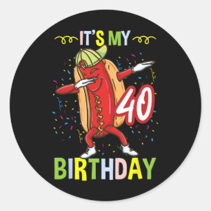 Mein 40. Geburtstag Hot Dog Männer Frauen Runder Aufkleber