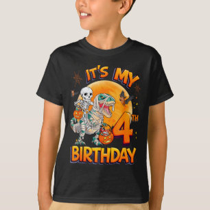 Mein 4. Geburtstag Dinosaurier Skelett Mumie Hallo T-Shirt