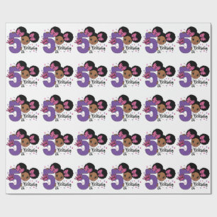 Mein 5. Geburtstag Black Girl Glitzer Princess Des Geschenkpapier