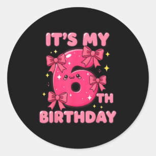 Mein 6. Geburtstag Coquette Schleife Mädchen Cute Runder Aufkleber