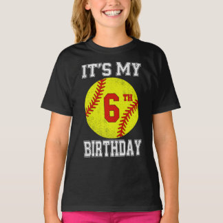 Mein 6. Geburtstag Mädchen Softball 6 Jahre alt T-Shirt