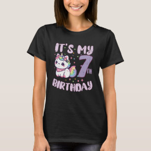 Mein 7. Geburtstag Einhorn Katze 7 Jahre alte Bday T-Shirt