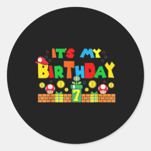 Mein 7. Geburtstag Gaming Vater und Mama Runder Aufkleber